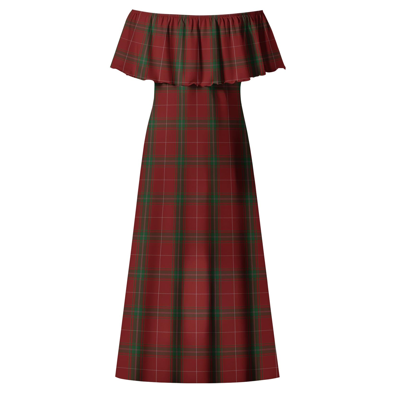 Carruthers Tartan Off Shoulder Long Dress - Tartanvibesclothing