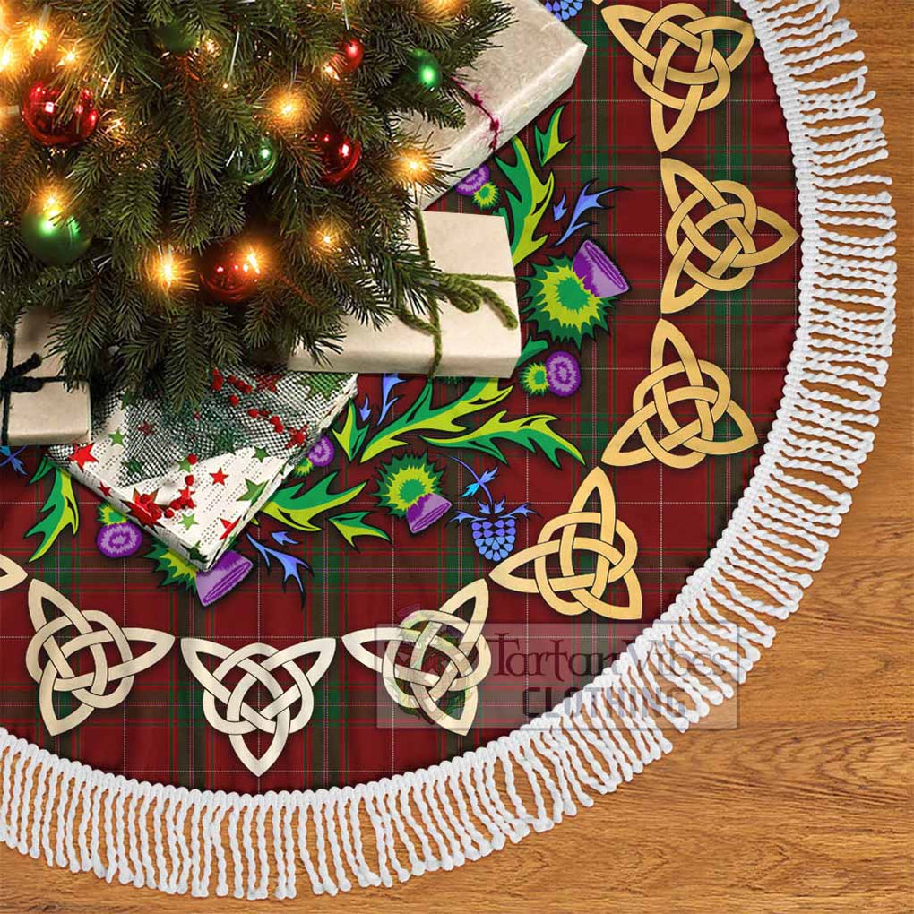 Tartan Vibes Clothing Carruthers Tartan Christmas Tree Skirt with Thistle Celtic Knot Style