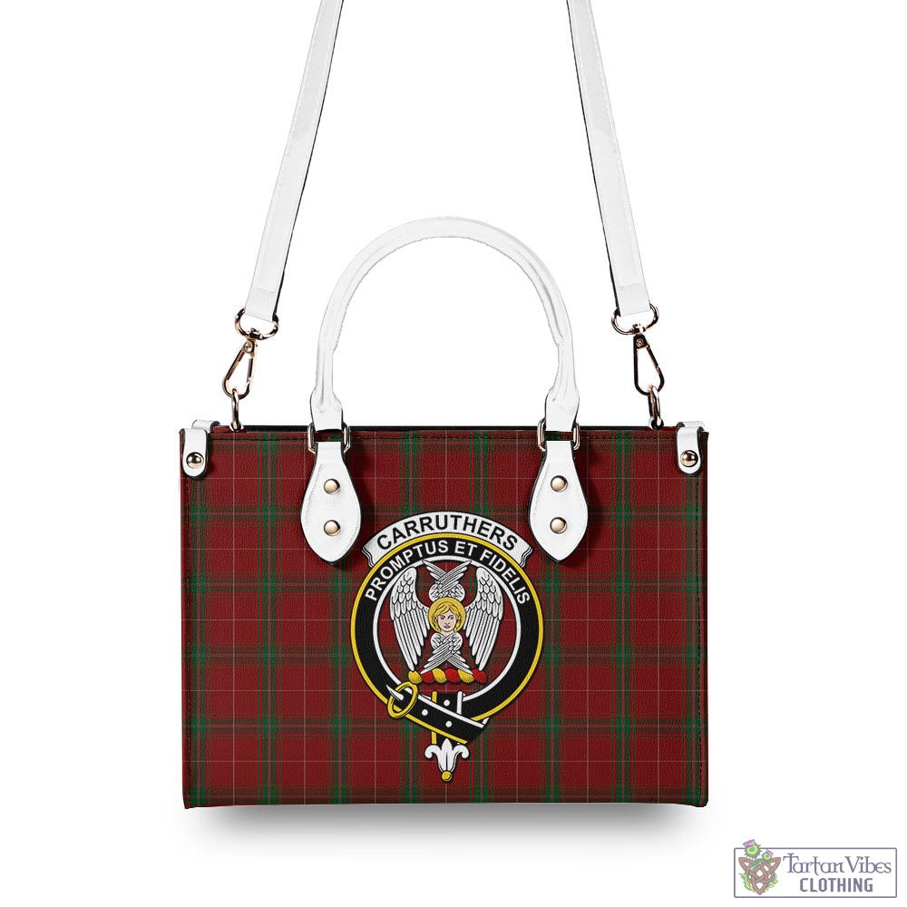 Tartan Vibes Clothing Carruthers Tartan Luxury Leather Handbags with Family Crest