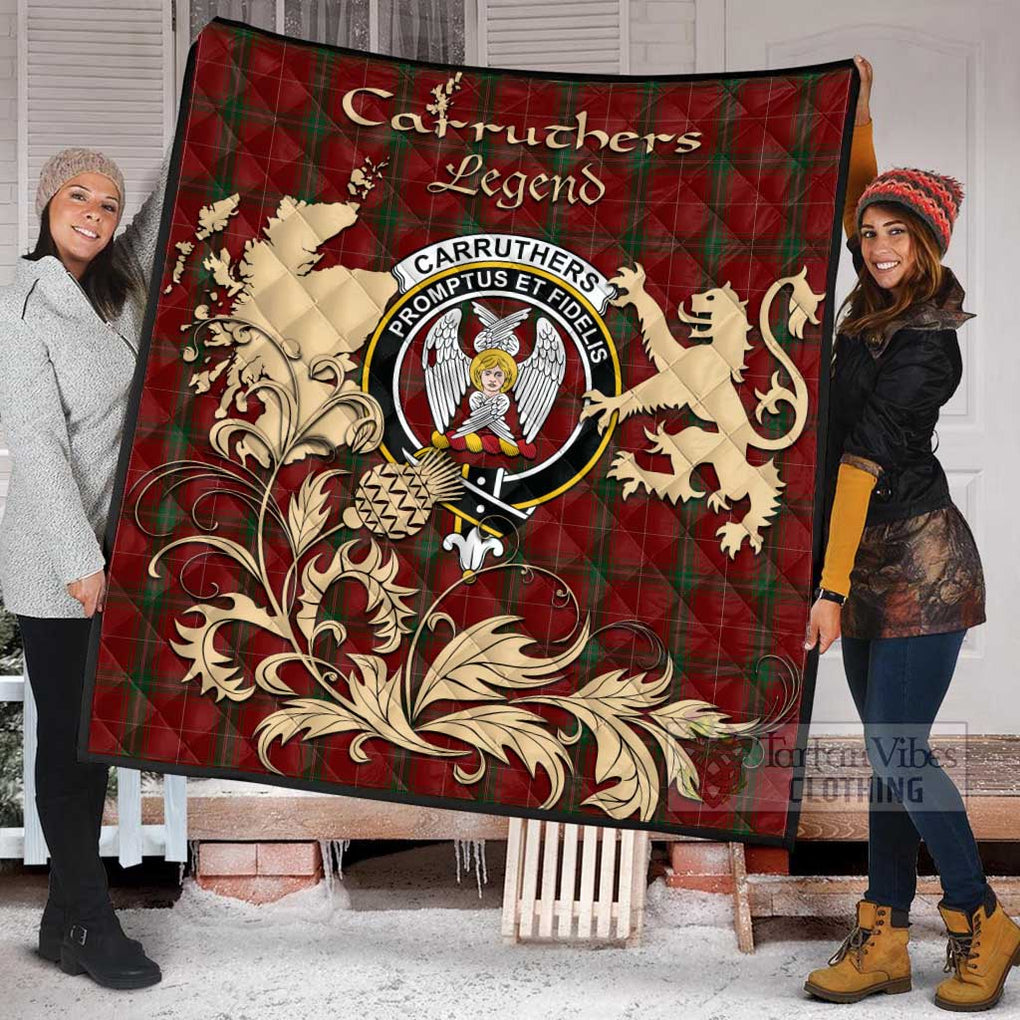 Tartan Vibes Clothing Carruthers Tartan Quilt with Family Crest and Scottish Symbol Style