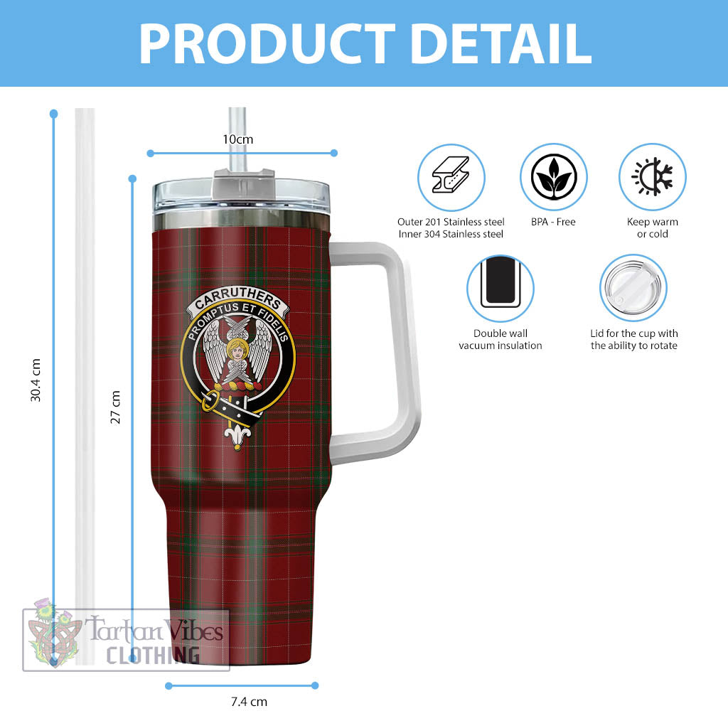 Tartan Vibes Clothing Carruthers Tartan and Family Crest Tumbler with Handle