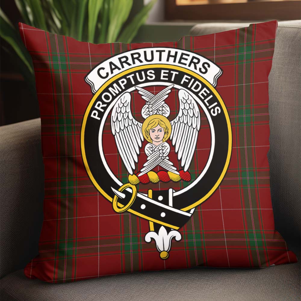 Carruthers Tartan Pillow Cover with Family Crest - Tartanvibesclothing