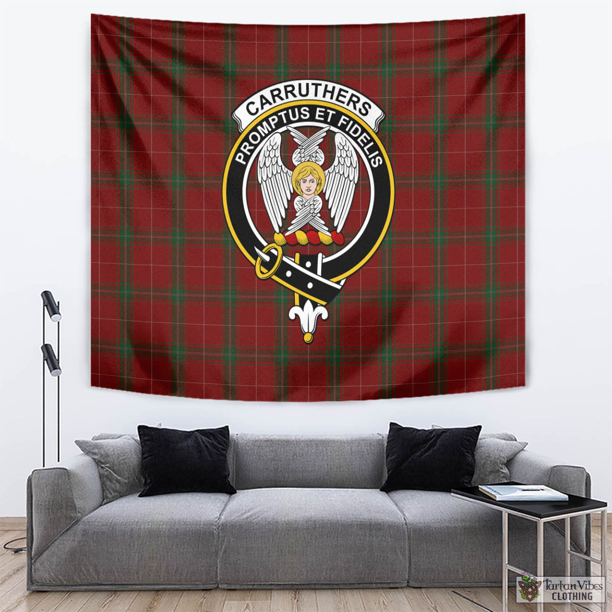 Tartan Vibes Clothing Carruthers Tartan Tapestry Wall Hanging and Home Decor for Room with Family Crest