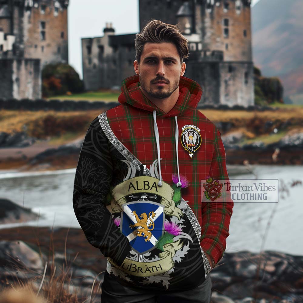 Carruthers Tartan Family Crest Cotton Hoodie Lion Rampant Royal Thistle Shield Celtic Inspired - Tartan Vibes Clothing