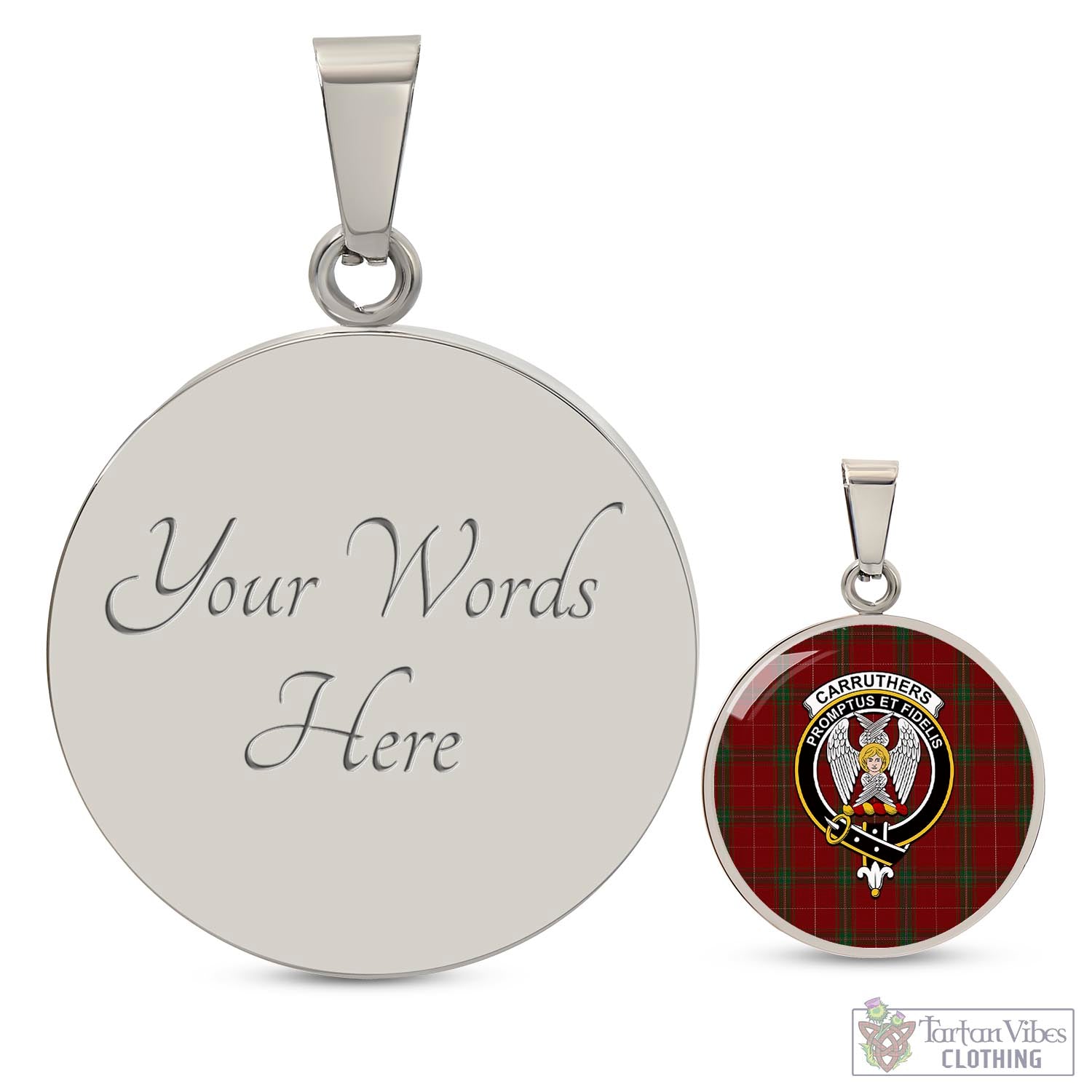 Tartan Vibes Clothing Carruthers Tartan Circle Necklace with Family Crest