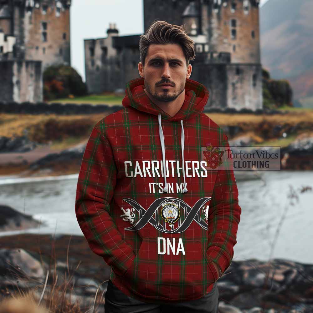 Tartan Vibes Clothing Carruthers Tartan Cotton Hoodie with Family Crest DNA In Me Style