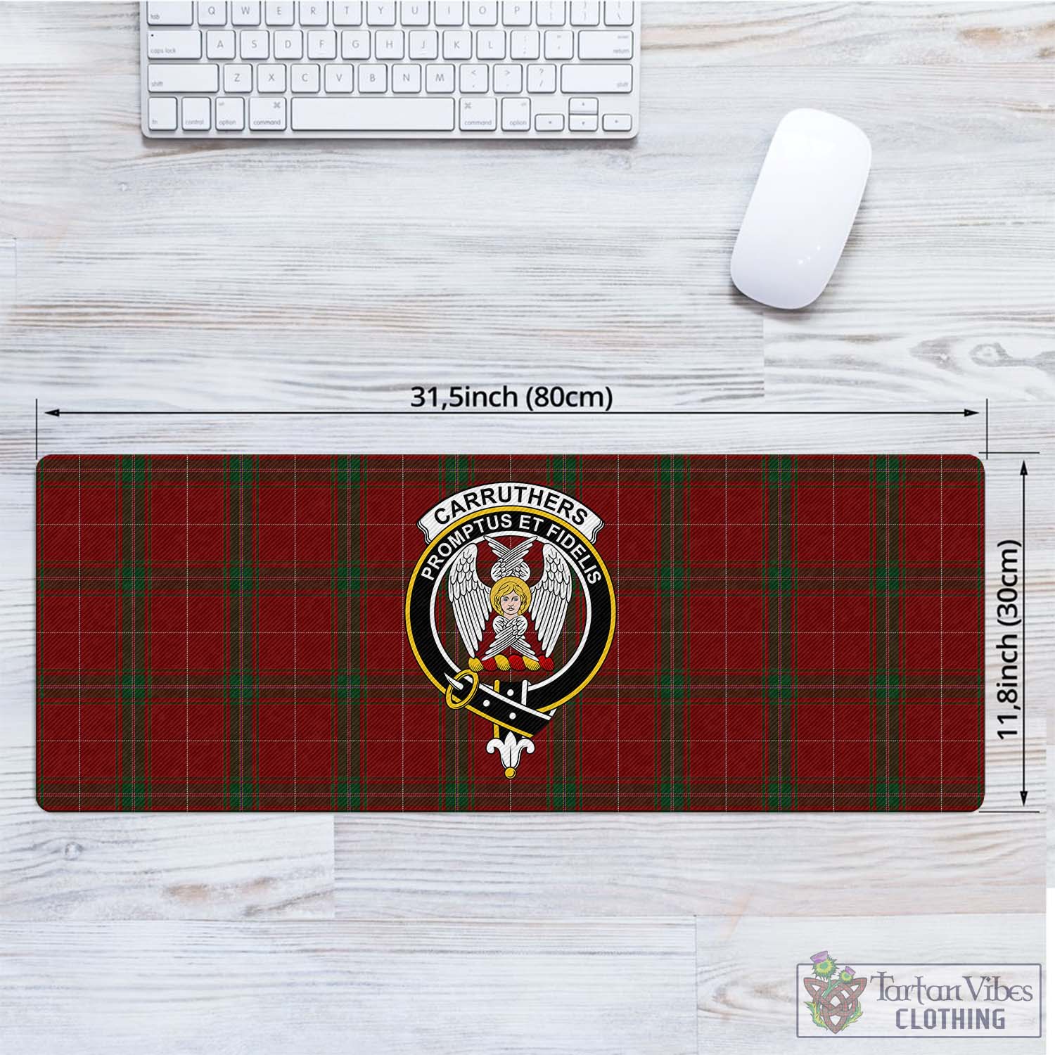 Tartan Vibes Clothing Carruthers Tartan Mouse Pad with Family Crest