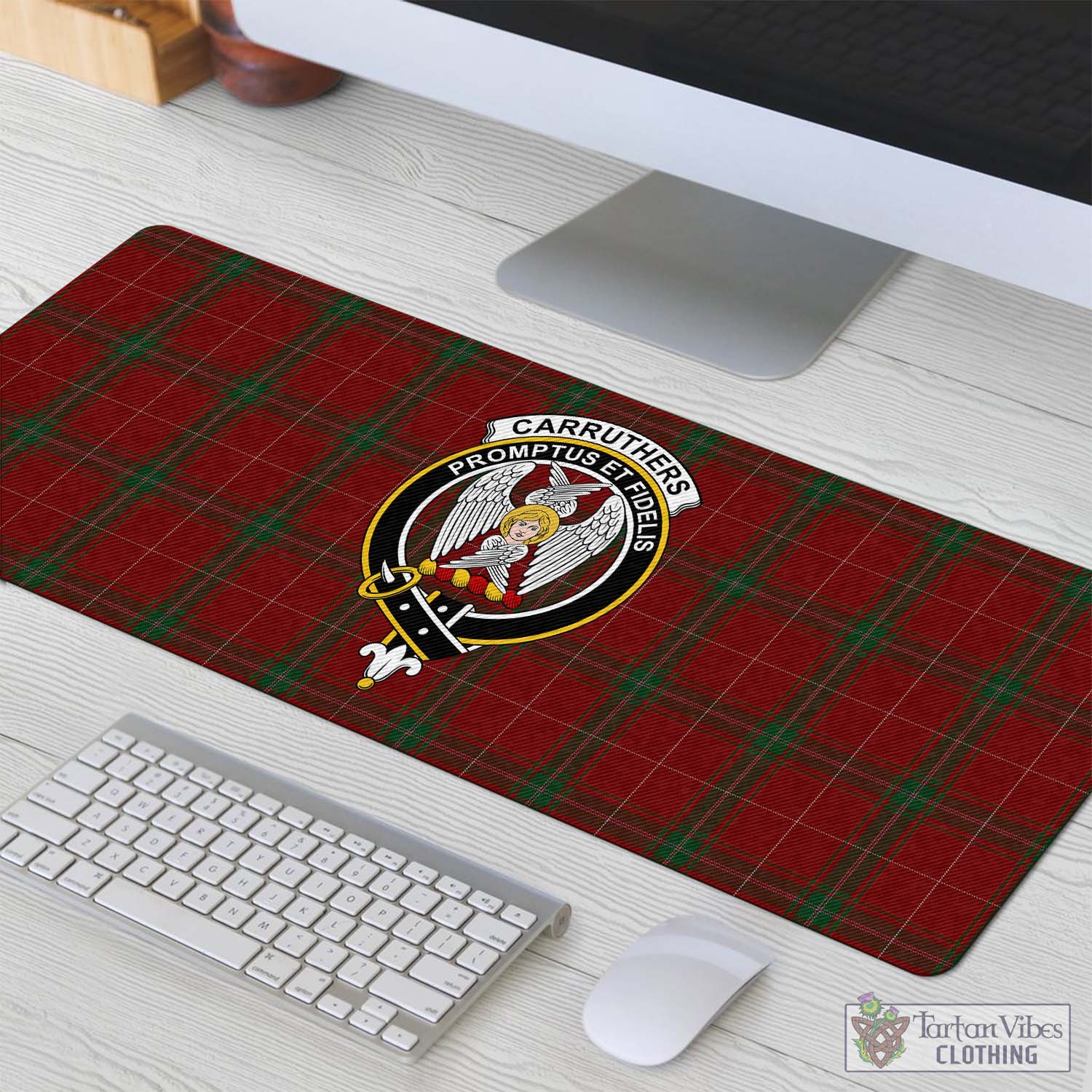 Tartan Vibes Clothing Carruthers Tartan Mouse Pad with Family Crest