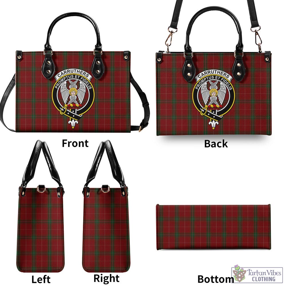 Tartan Vibes Clothing Carruthers Tartan Luxury Leather Handbags with Family Crest