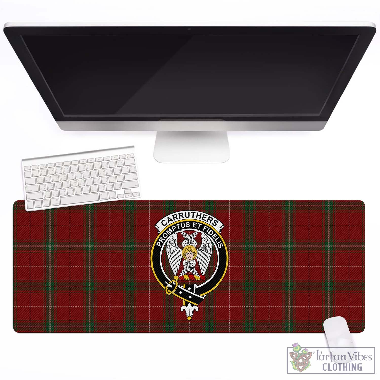 Tartan Vibes Clothing Carruthers Tartan Mouse Pad with Family Crest