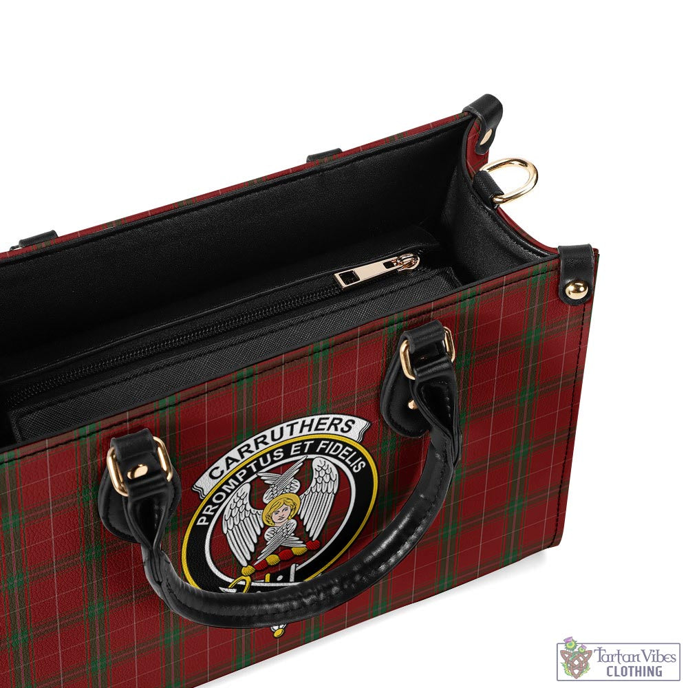 Tartan Vibes Clothing Carruthers Tartan Luxury Leather Handbags with Family Crest