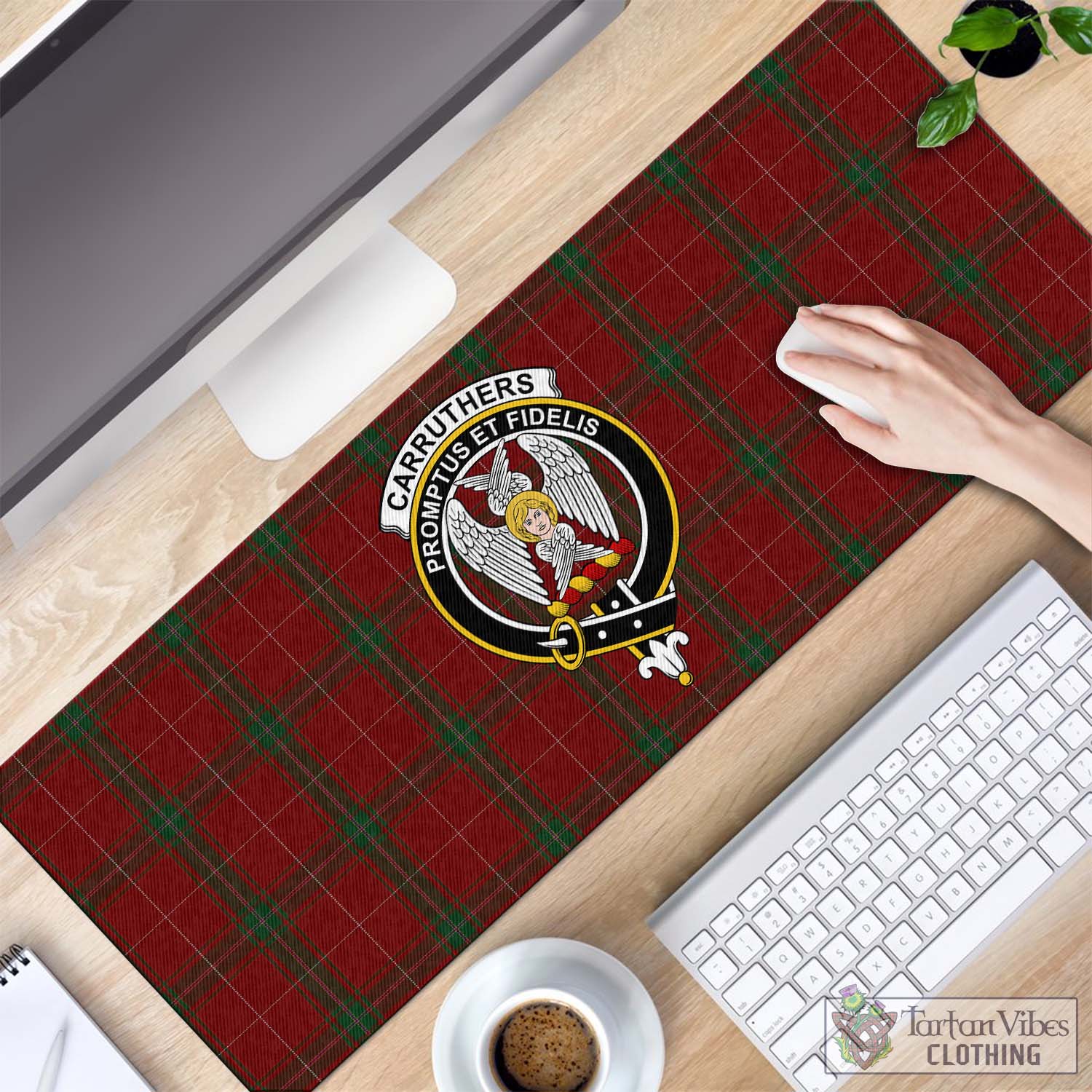 Tartan Vibes Clothing Carruthers Tartan Mouse Pad with Family Crest