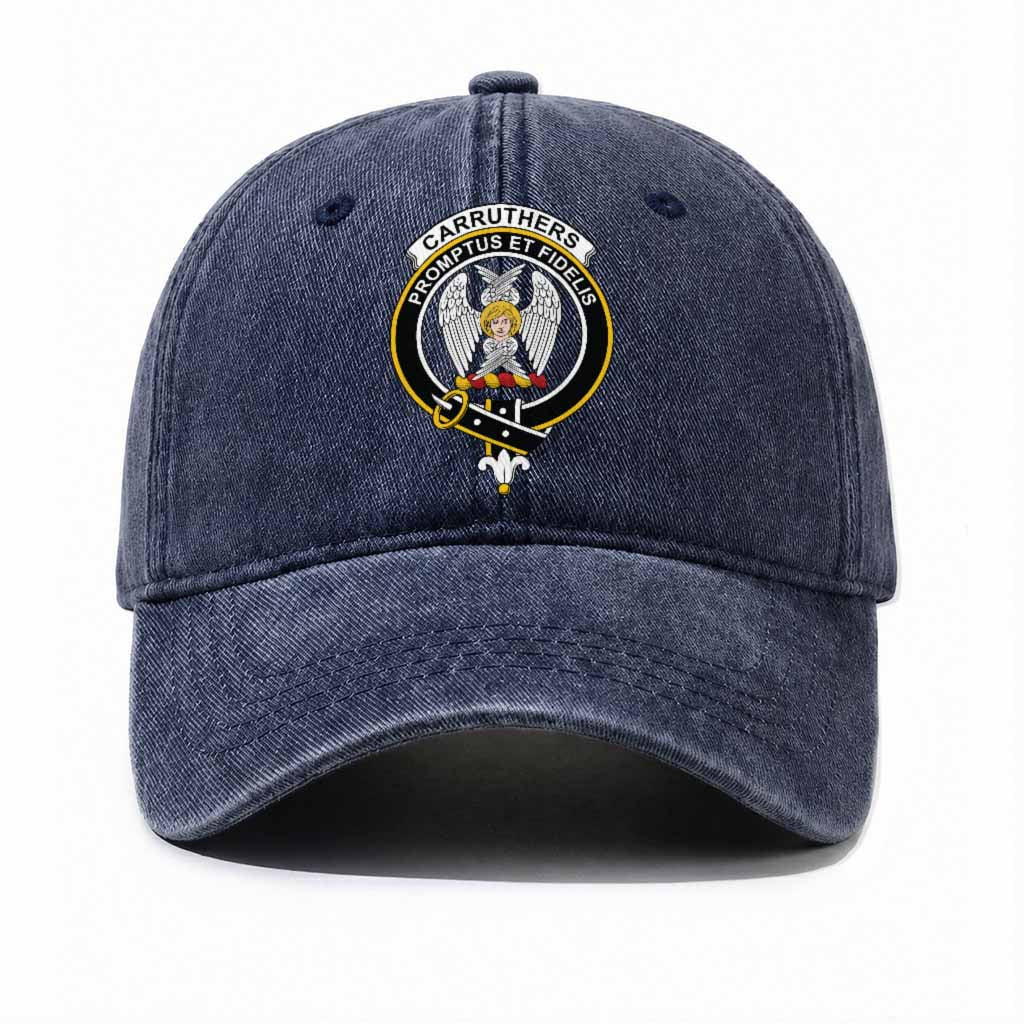 Carruthers Scottish Clan Crest Washed Baseball Cap One Size (Adjustable) Navy - Tartan Vibes Clothing