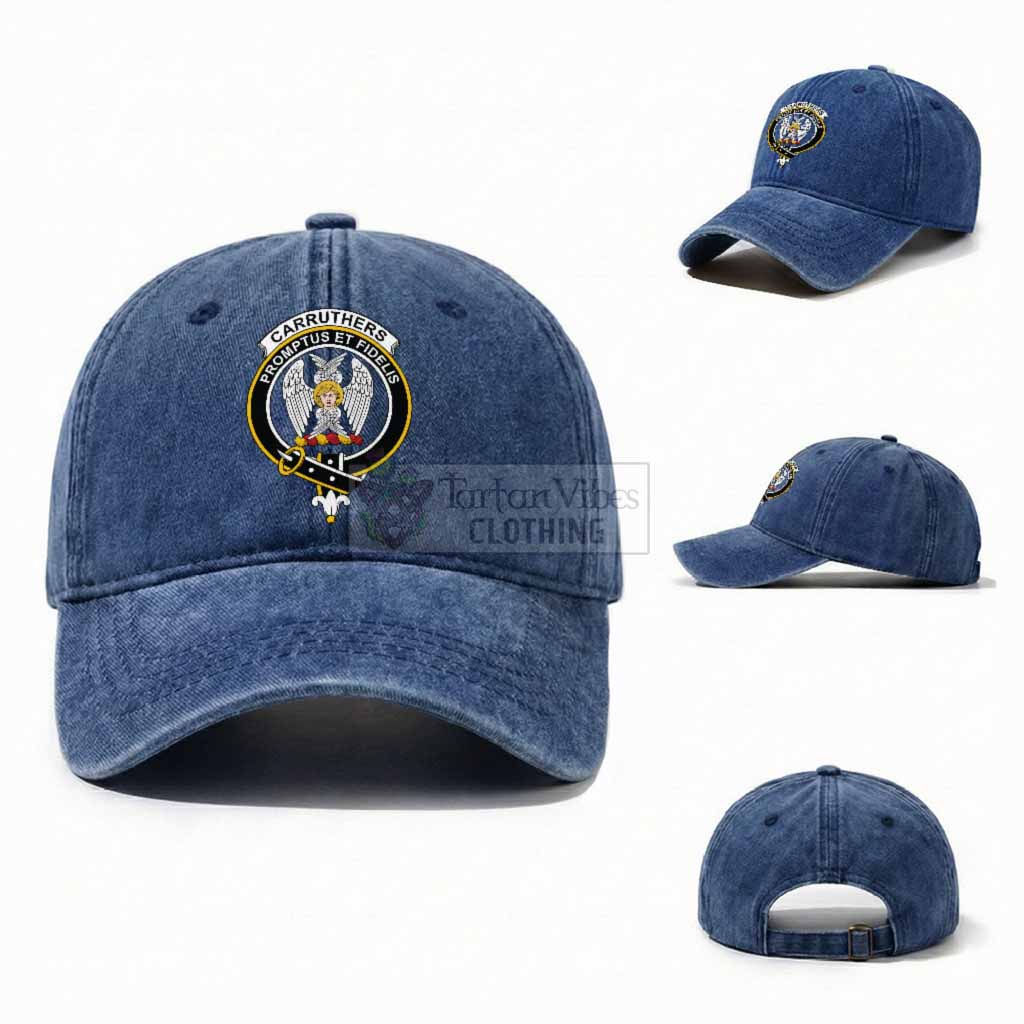 Carruthers Scottish Clan Crest Washed Baseball Cap One Size (Adjustable) Royal Blue - Tartan Vibes Clothing