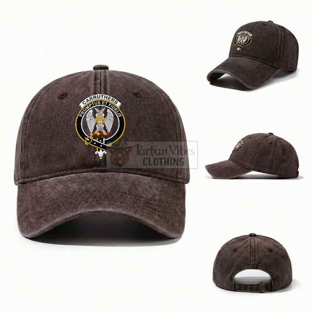 Carruthers Scottish Clan Crest Washed Baseball Cap One Size (Adjustable) Coffee - Tartan Vibes Clothing