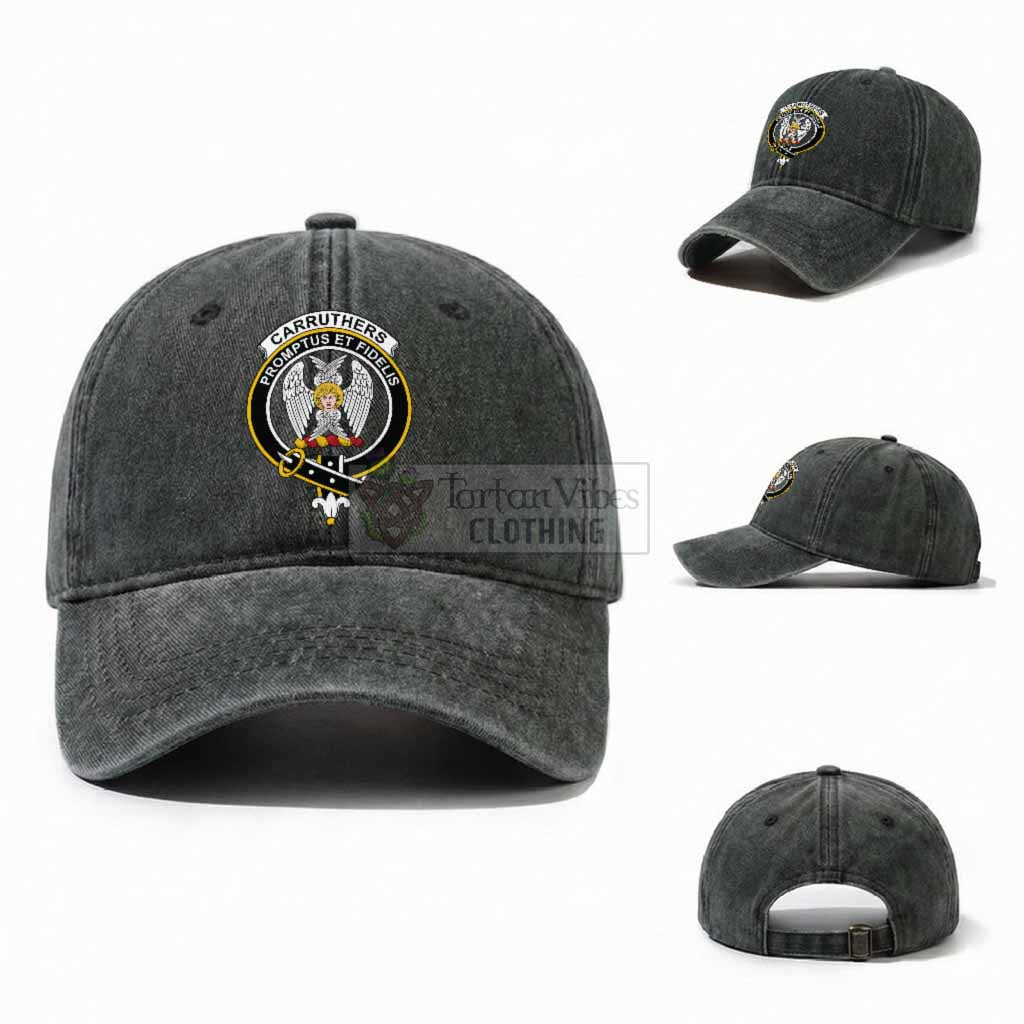 Carruthers Scottish Clan Crest Washed Baseball Cap One Size (Adjustable) Dark Green - Tartan Vibes Clothing