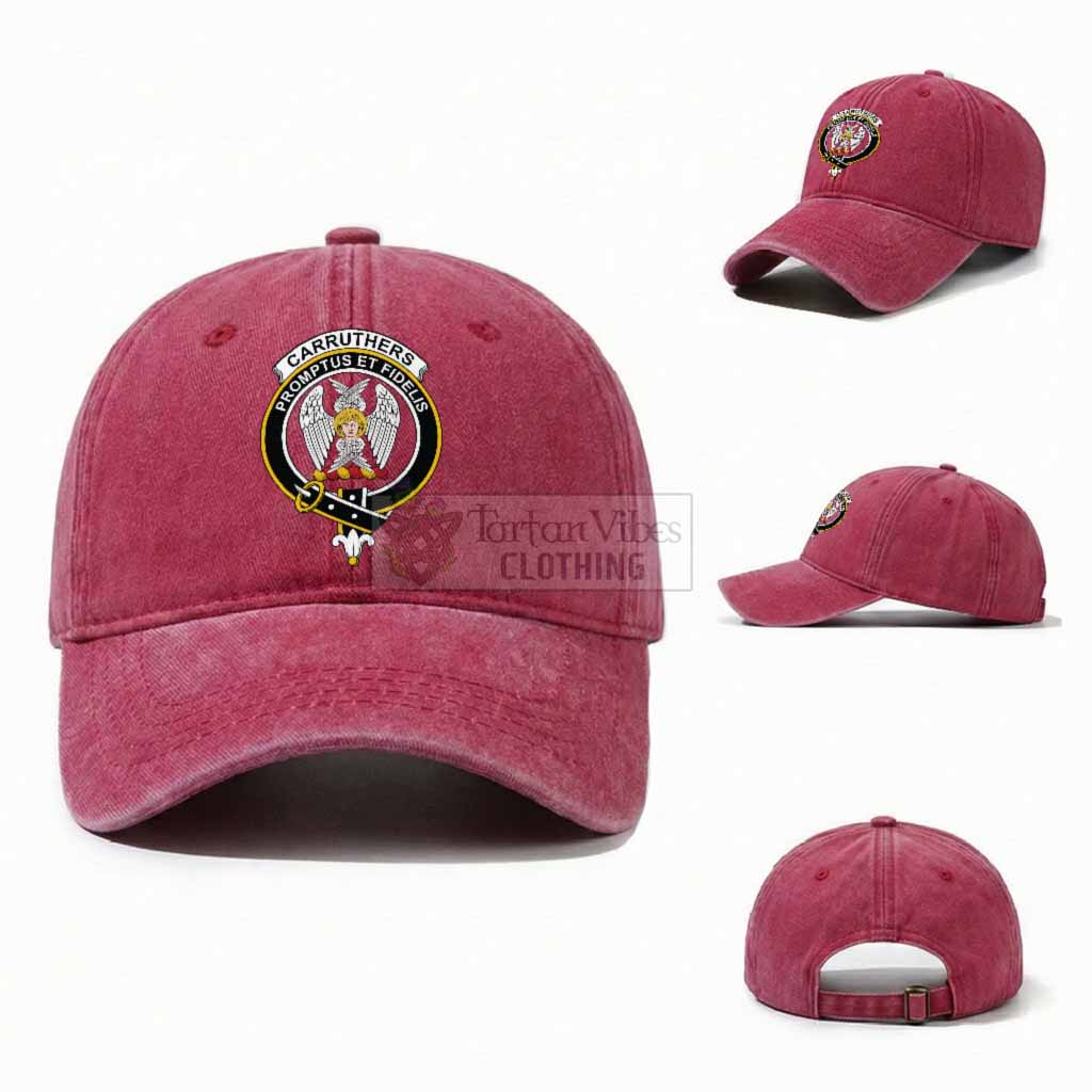 Carruthers Scottish Clan Crest Washed Baseball Cap One Size (Adjustable) Red - Tartan Vibes Clothing
