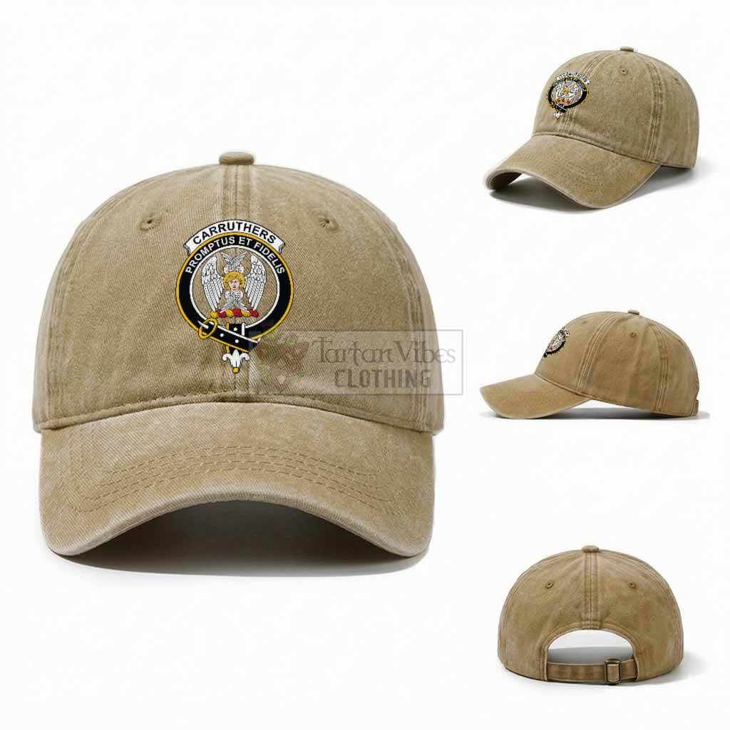 Carruthers Scottish Clan Crest Washed Baseball Cap One Size (Adjustable) Khaki - Tartan Vibes Clothing