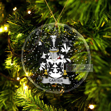 Carter Irish Clan Christmas Glass Ornament with Coat of Arms