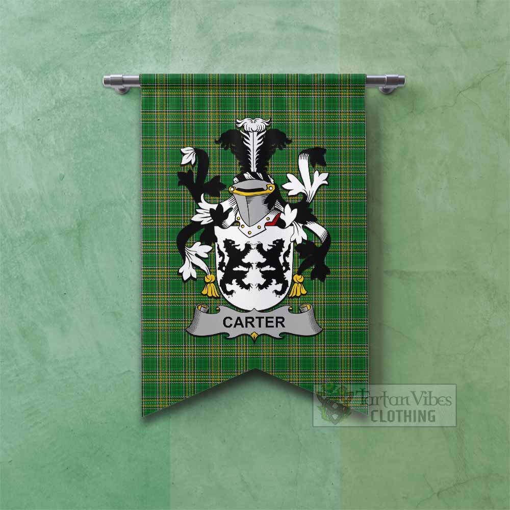 Carter Irish Clan Tartan Gonfalon, Tartan Banner with Coat of Arms Fishtail - Tartan Vibes Clothing