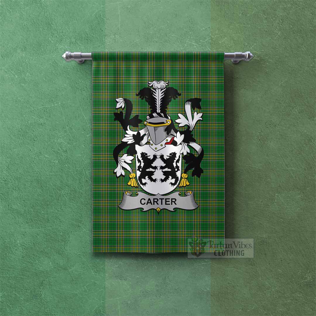 Carter Irish Clan Tartan Gonfalon, Tartan Banner with Coat of Arms Rectangle - Tartan Vibes Clothing