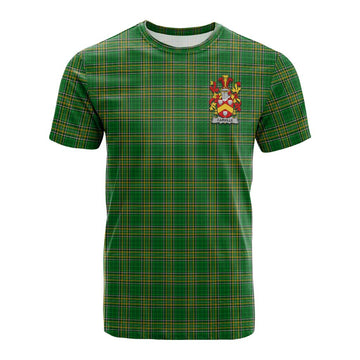 Carville Irish Clan Tartan Cotton T-shirt with Coat of Arms