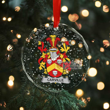 Carville Irish Clan Christmas Glass Ornament with Coat of Arms