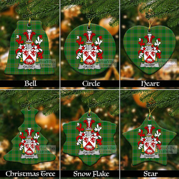 Cassidy Irish Clan Tartan Christmas Ceramic Ornament with Coat of Arms