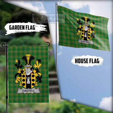 Castell Irish Clan Tartan Flag with Coat of Arms