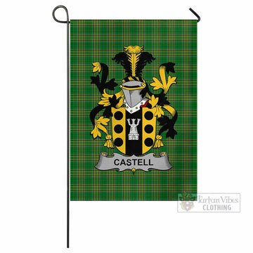 Castell Irish Clan Tartan Flag with Coat of Arms