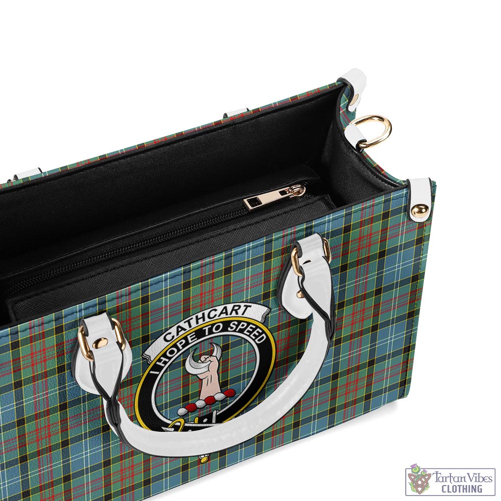 Tartan Vibes Clothing Cathcart Tartan Luxury Leather Handbags with Family Crest