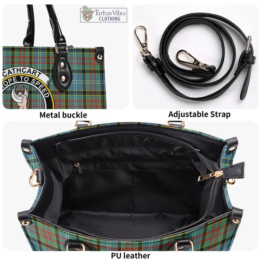 Tartan Vibes Clothing Cathcart Tartan Luxury Leather Handbags with Family Crest