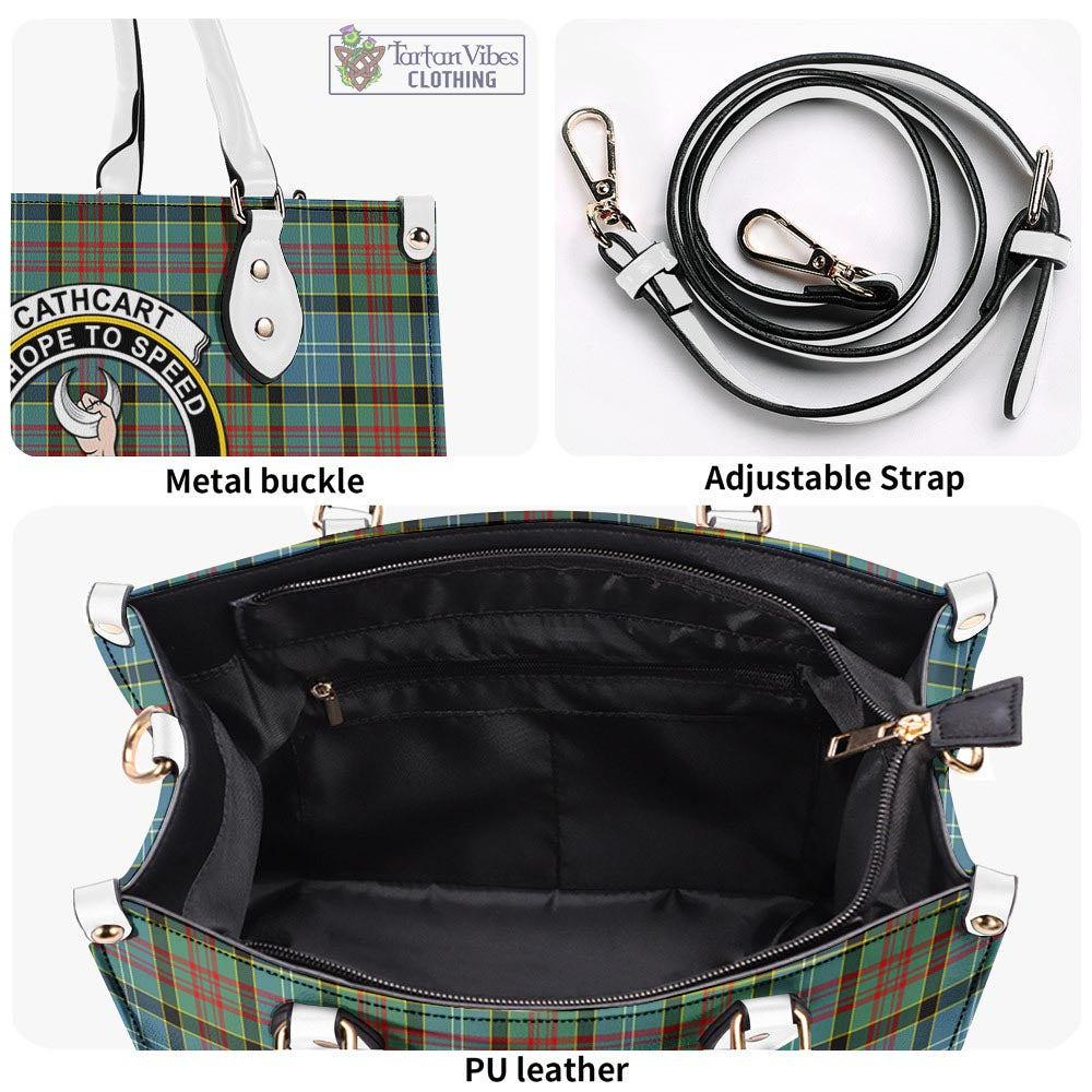 Tartan Vibes Clothing Cathcart Tartan Luxury Leather Handbags with Family Crest