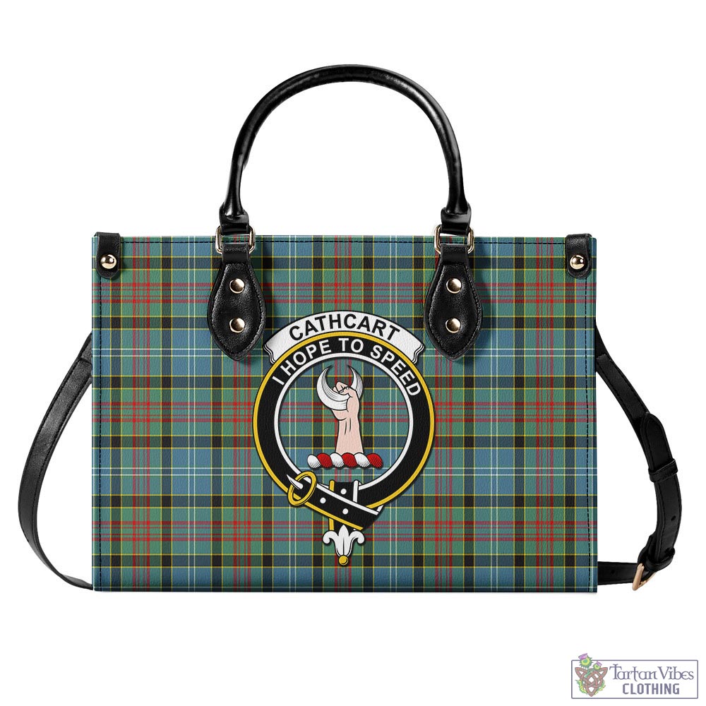 Tartan Vibes Clothing Cathcart Tartan Luxury Leather Handbags with Family Crest