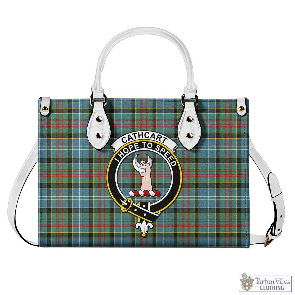 Tartan Vibes Clothing Cathcart Tartan Luxury Leather Handbags with Family Crest