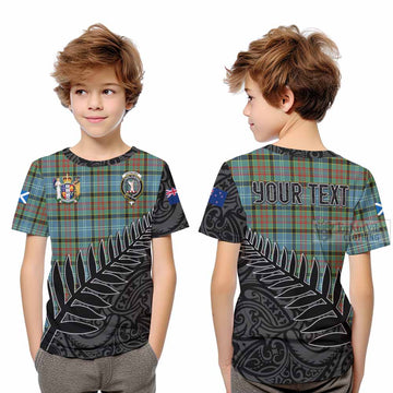 Cathcart Crest Tartan Kid T-Shirt with New Zealand Silver Fern Half Style