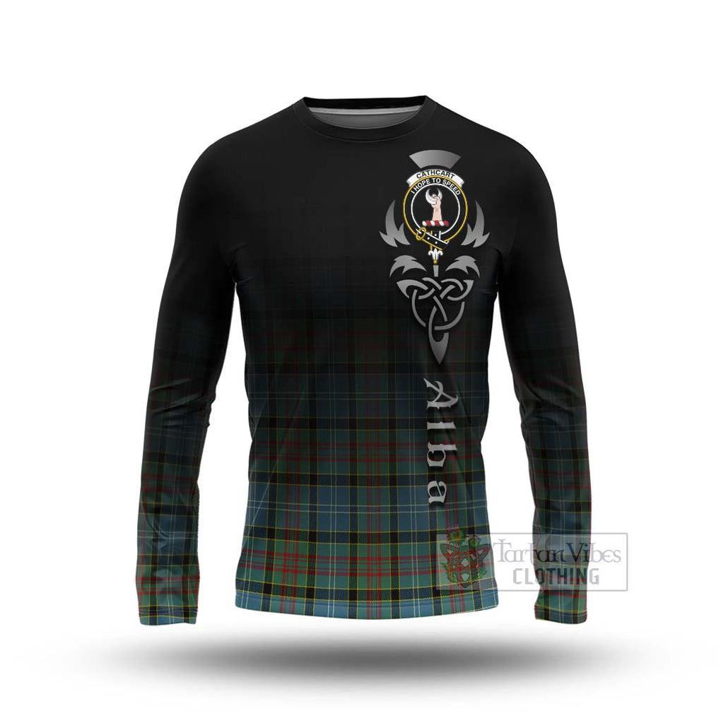 Tartan Vibes Clothing Cathcart Tartan Long Sleeve T-Shirt Featuring Alba Gu Brath Family Crest Celtic Inspired