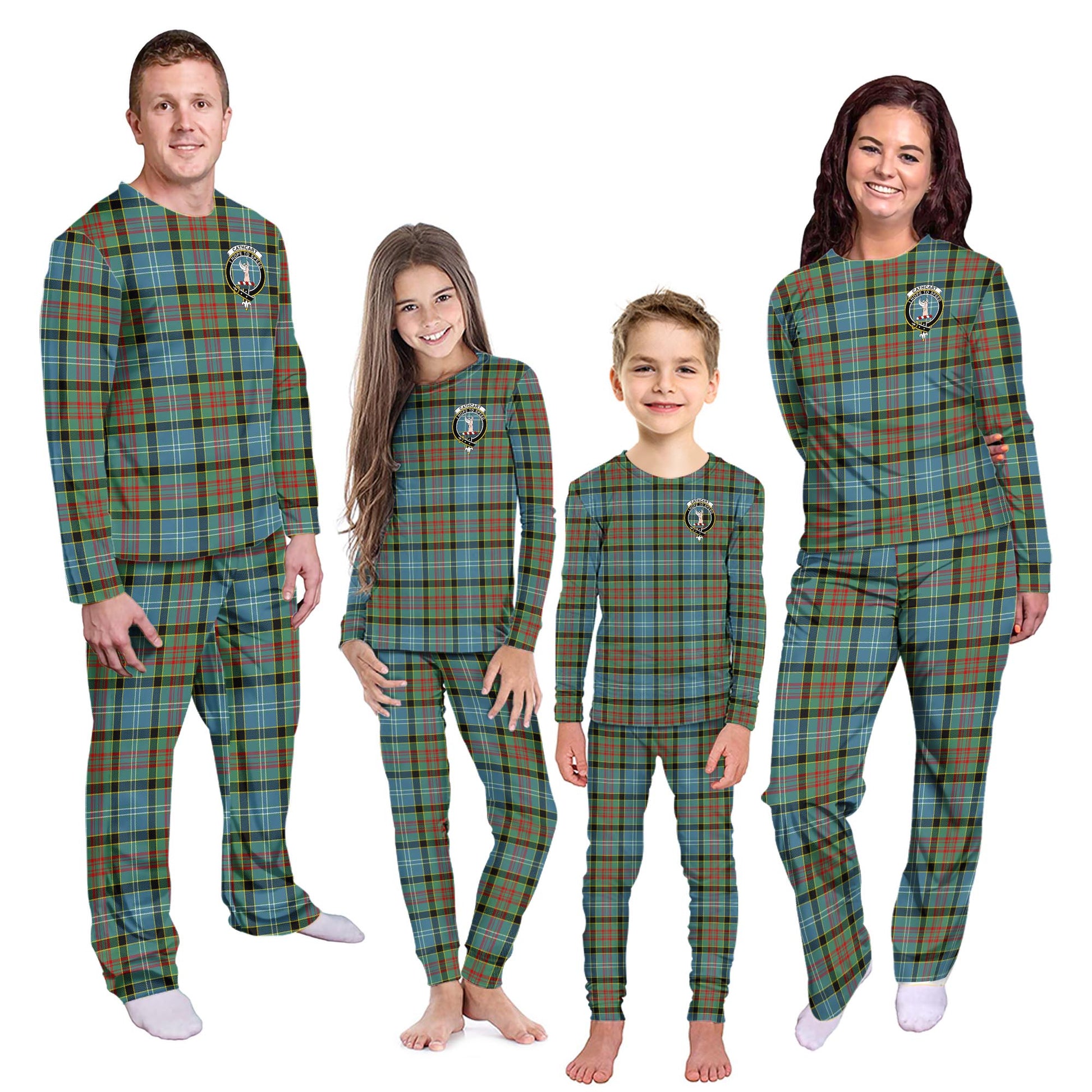 Cathcart Tartan Pajamas Family Set with Family Crest Kid - Tartan Vibes Clothing