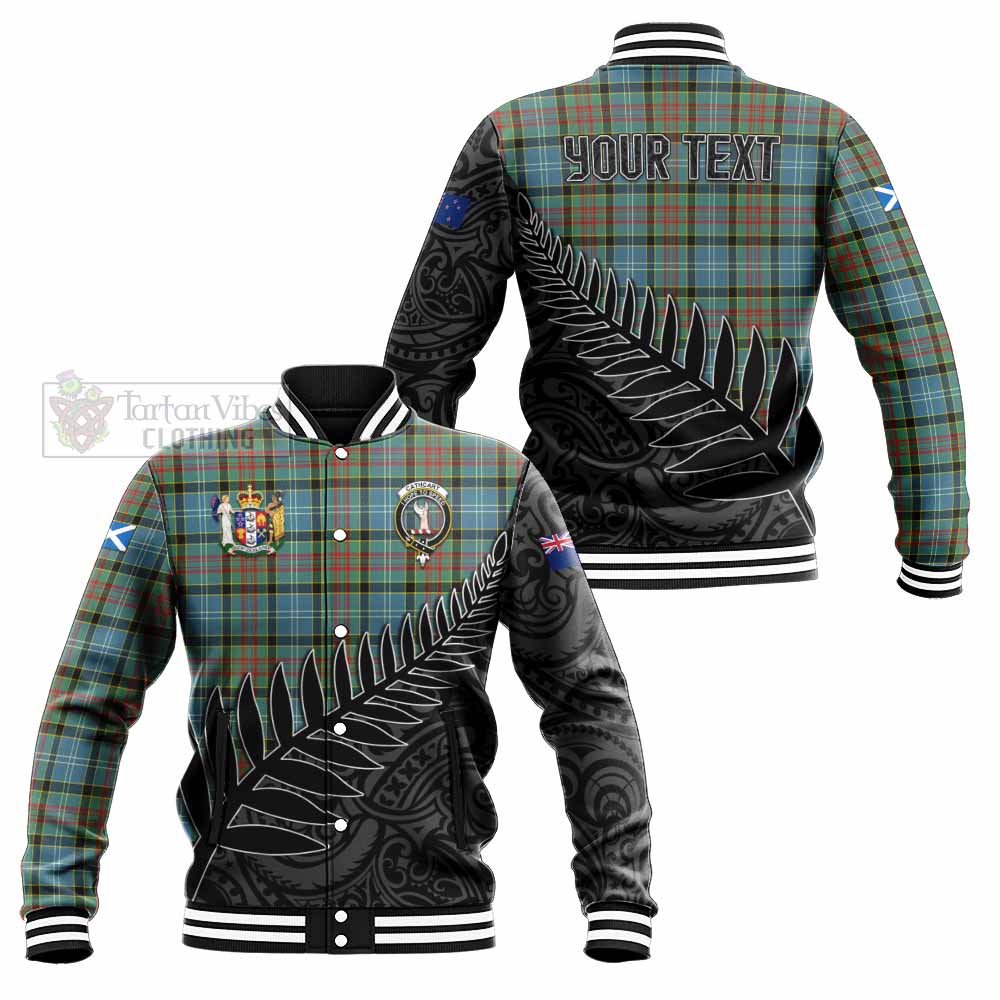 Tartan Vibes Clothing Cathcart Crest Tartan Baseball Jacket with New Zealand Silver Fern Half Style