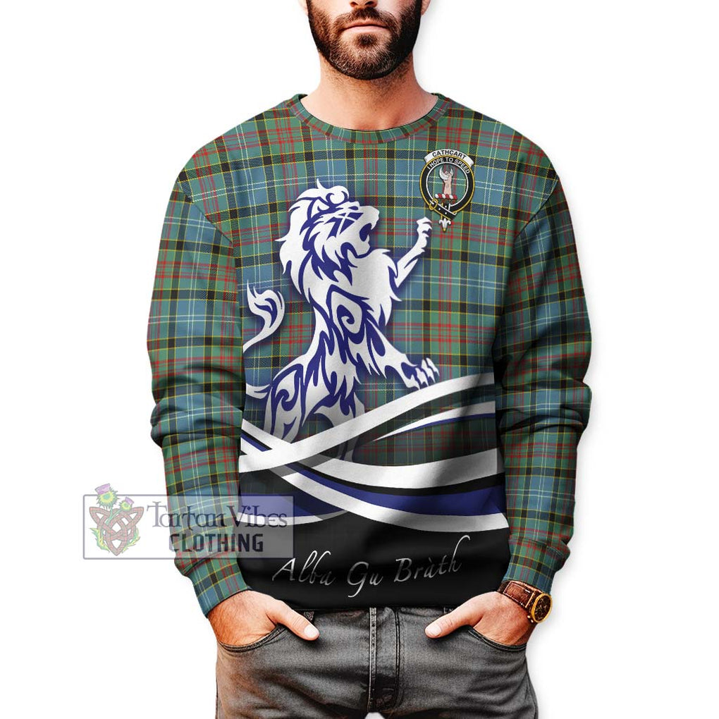 Cathcart Tartan Sweatshirt with Alba Gu Brath Regal Lion Emblem Unisex - Tartanvibesclothing Shop