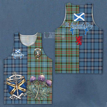 Cathcart Tartan Men's Tank Top Happy St. Andrew's Day Half Tartan Style