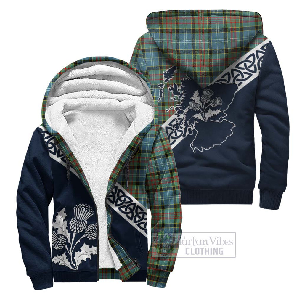 Tartan Vibes Clothing Cathcart Tartan Sherpa Hoodie Featuring Thistle and Scotland Map