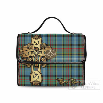 Cathcart Tartan Waterproof Canvas Bag Golden Thistle Celtic Cross Style