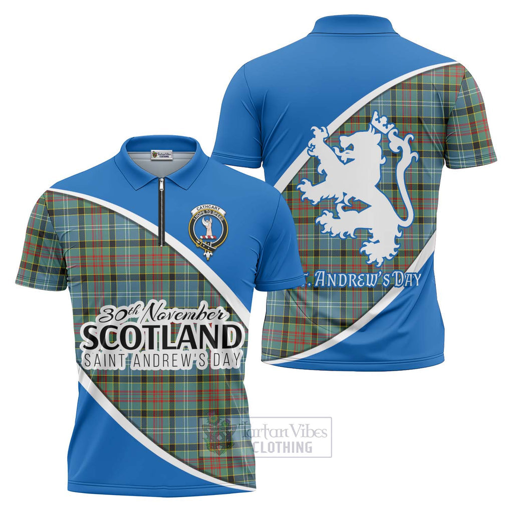 Tartan Vibes Clothing Cathcart Family Crest Tartan Zipper Polo Shirt Celebrate Saint Andrew's Day in Style