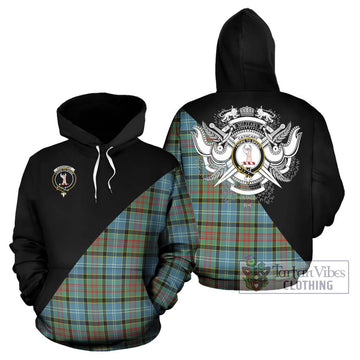 Cathcart Tartan Hoodie with Family Crest and Military Logo Style