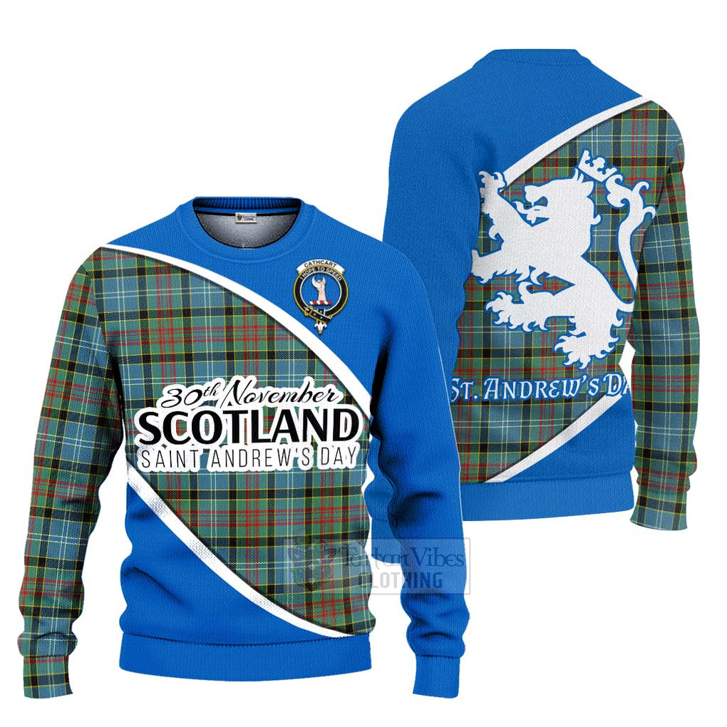 Tartan Vibes Clothing Cathcart Family Crest Tartan Knitted Sweater Celebrate Saint Andrew's Day in Style