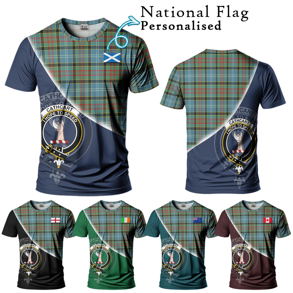 Cathcart Tartan T-Shirt with Personalised National Flag and Family Crest Half Style Kid's Shirt - Tartanvibesclothing Shop