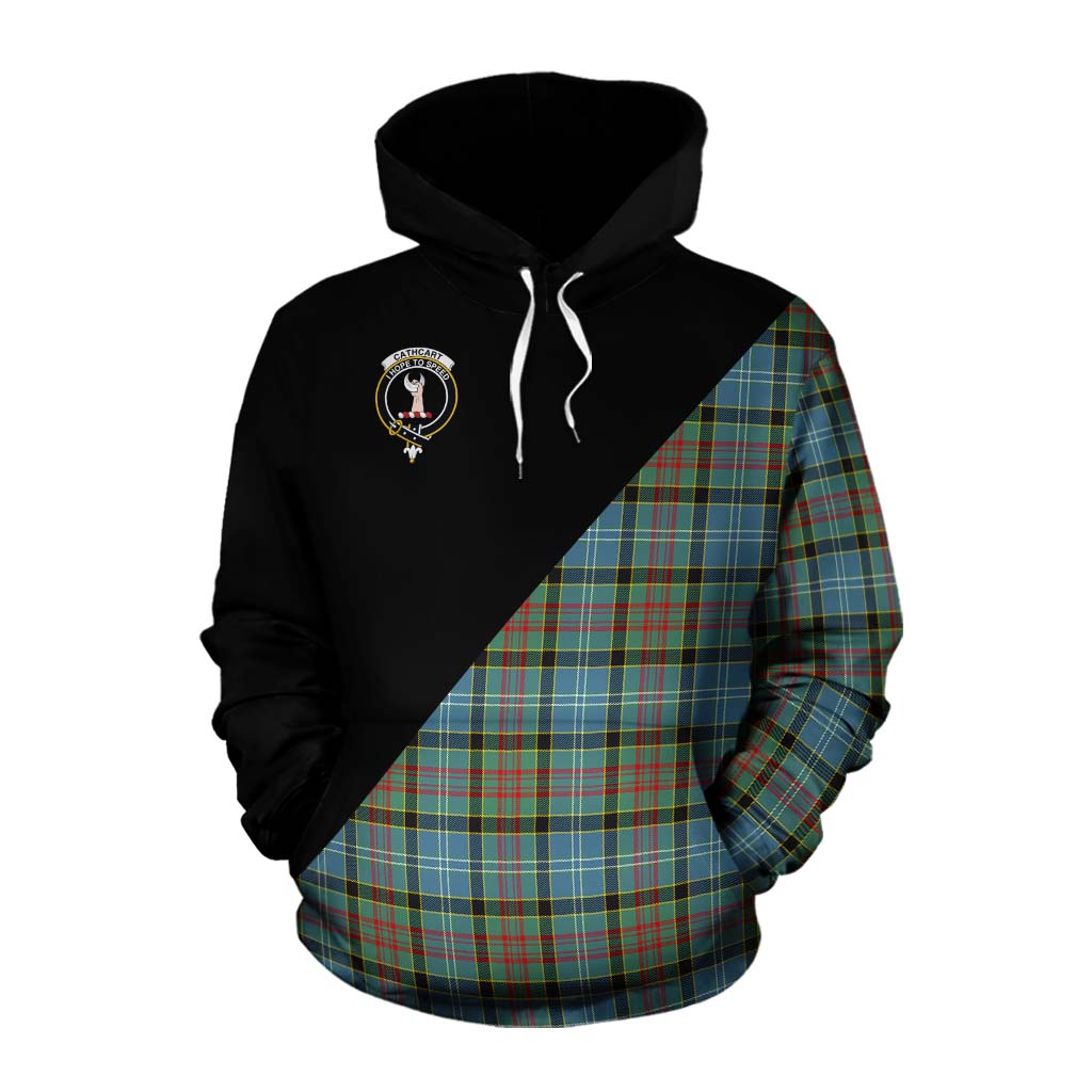 Tartan Vibes Clothing Cathcart Tartan Cotton Hoodie with Family Crest and Military Logo Style