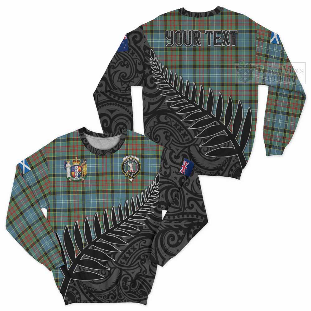 Tartan Vibes Clothing Cathcart Crest Tartan Sweatshirt with New Zealand Silver Fern Half Style