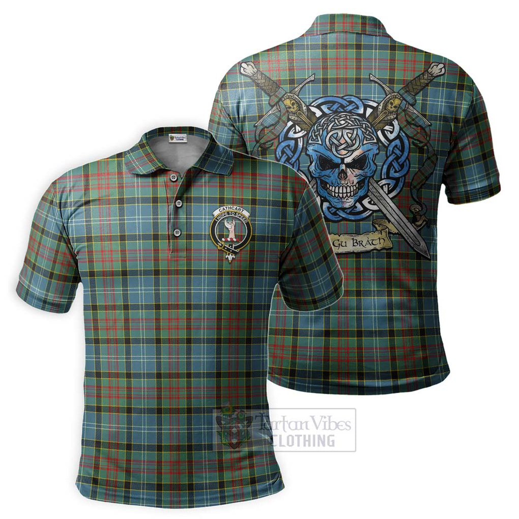 Tartan Vibes Clothing Cathcart Tartan Polo Shirt with Family Crest Celtic Skull Style